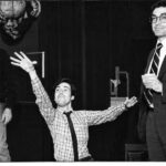 Comedy teachers Finnigan, Giles and Cantu ham it up onstage at Holy City Zoo