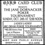 Poker Tournament • Oakland Tribune • October 1982